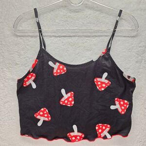Red Mushroom Print‎ Cami Top Sleeveless Crop Cottagecore Shrooms Whimsigoth Tank